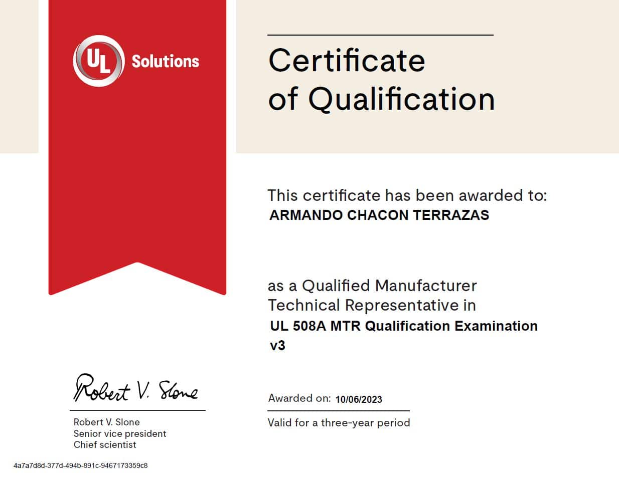 UL 508A MTR Qualification Examination v3-ARMANDO CHACON TERRAZAS